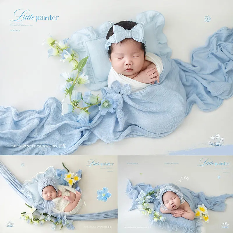 Baby Girl Blue Florals Theme Set - Newborn Photography Props - Image 3
